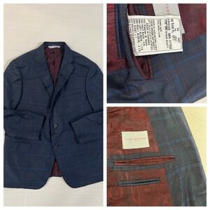 Samuelsohn Sports Coat Suit Jacket 42S Plaid Blue  2 Button Wool Canada